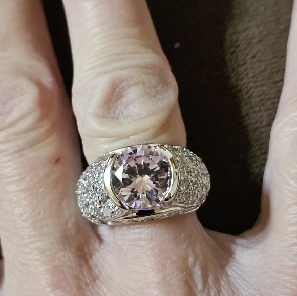 Victoria Wieck Pink Sapphire & Diamond Simulant Sterling Silver Ring Sz 6. - Picture 7 of 11